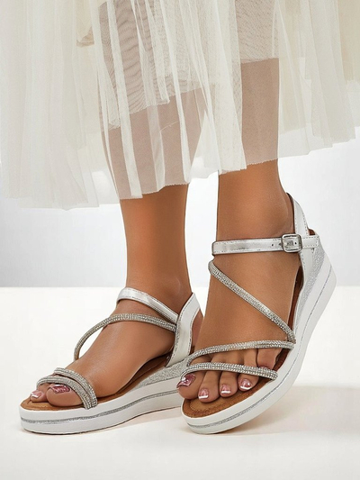 Royalfashion sandale cu platformă pentru femei cu strasuri Ballosa