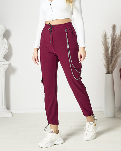 Pantaloni de luptă pentru femei maro cu lanț- Îmbrăcăminte