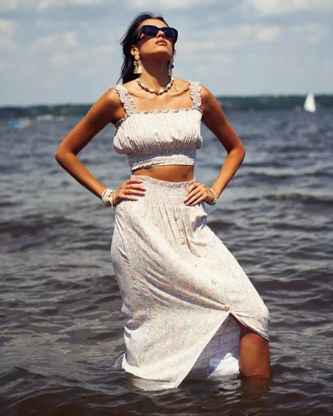 Royalfashion Set floral pentru femei în galben