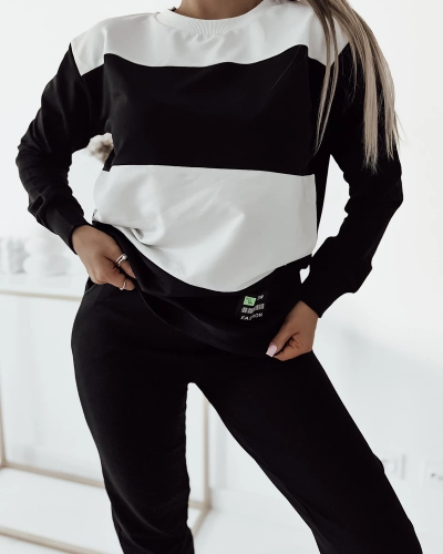 Royalfashion Set de hanorac negru cu dungi pentru femei