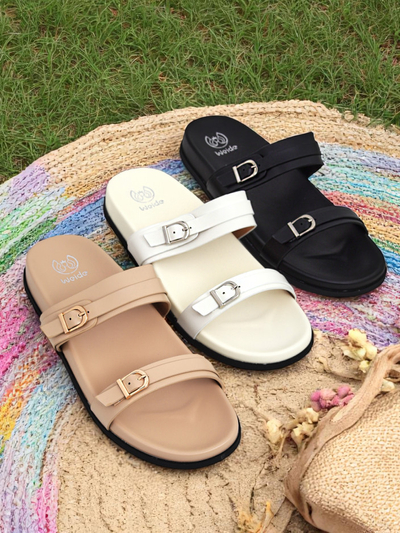 Royalfashion Papuci de damă din piele ecologică EcoTwins Slides