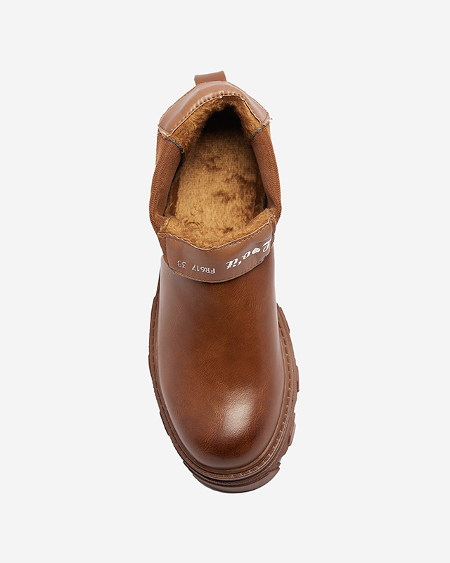 Cizme slip-on de damă de culoare camel Inilco- Footwear