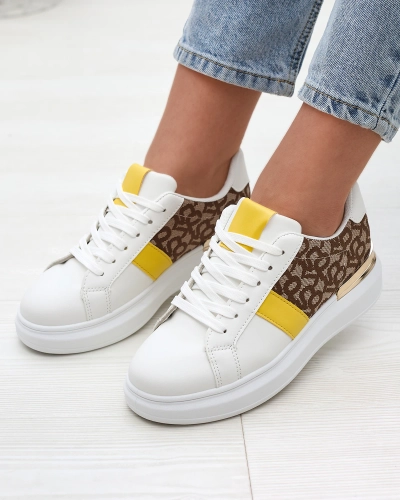 Royalfashion Pantofi sport pentru femei albi și maro Mlysio