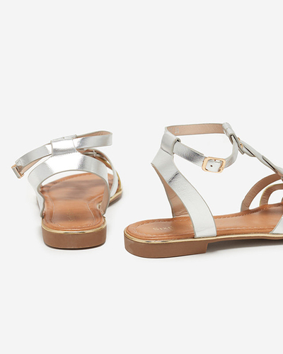 OUTLET Sandale plate dama argintiu-aurie Fatop- Incaltaminte