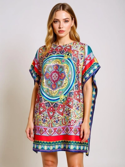 Pareo Ariadne – kolorowa sukienka do kolan Royalfashion z poliestru
