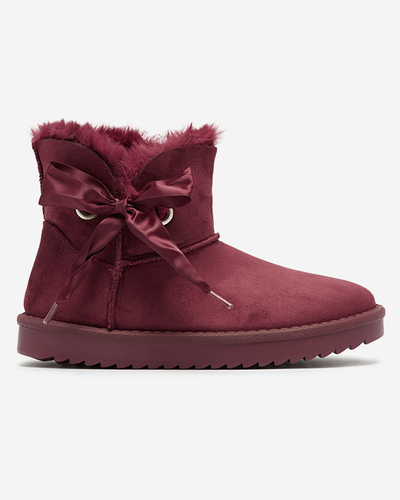 OUTLET Cizme de zăpadă de damă maro cu fundiță Rimms- Footwear