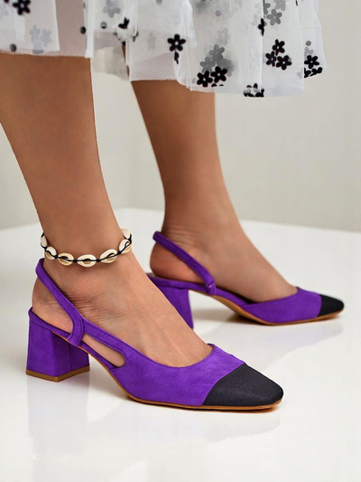 Royalfashion Zapatos de salón de tacón bajo con adorno en la puntera Eleganzo para mujer