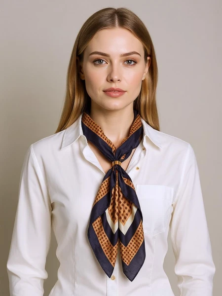 Apollonia – eșarfă de damă din poliester, maro deschis, stil italian, 69x66cm