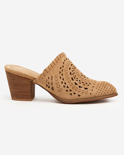 OUTLET Pantofi de dama maro deschis Aqarion cu toc inalt - Incaltaminte