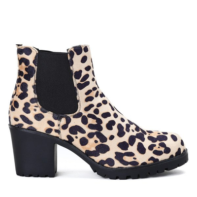 Botki na słupku w panterkę Sarah - Obuwie
