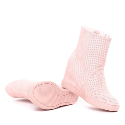 Różowe botki na koturnie Genesis - Obuwie