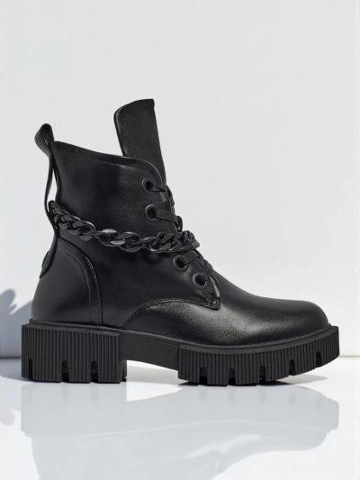 Botine de damă Anviq din piele ecologică cu șireturi