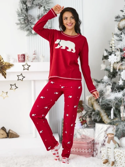 Pijamale de Crăciun din bumbac pentru femei Royalfashion cu urs polar