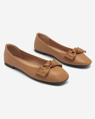 Balerini de damă de culoare camel cu decor pe nas Caxien- Footwear