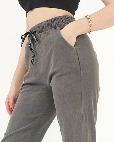 Pantaloni de jogging din țesătură gri pentru femei - Îmbrăcăminte