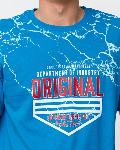 Tricou turcoaz pentru barbati cu imprimeu - Imbracaminte