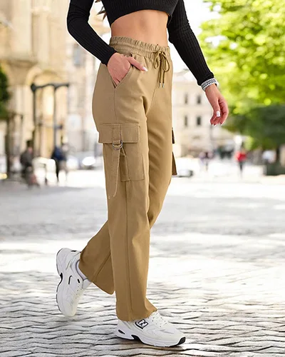 Royalfashion Pantaloni de luptă pentru femei din material textil