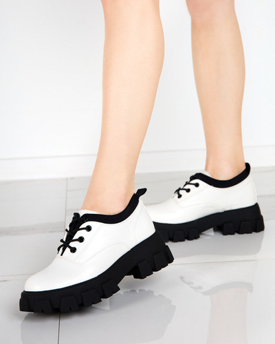 OUTLET Pantofi dama din piele ecologica in alb Ozud-Footwear