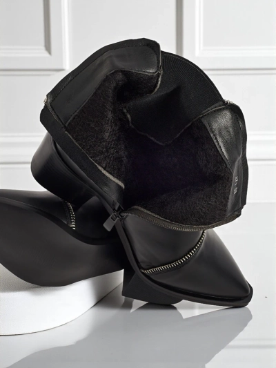 Botine de damă din piele ecologică cu toc gros Omen Glade