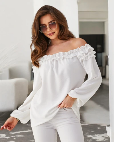Bluză pentru femei Royalfashion a'la spaniolă cu volan