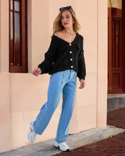 Royalfashion Pulover tricotat pentru femei cu nasturi