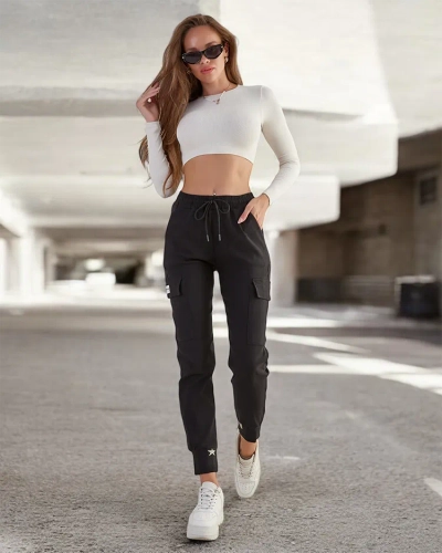 Royalfashion Pantaloni de luptă pentru femei din țesătură de bumbac
