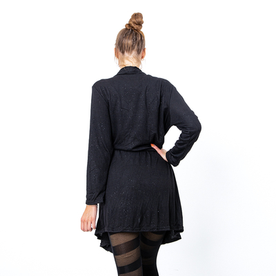 Cardigan negru înnodat pentru femei - Îmbrăcăminte
