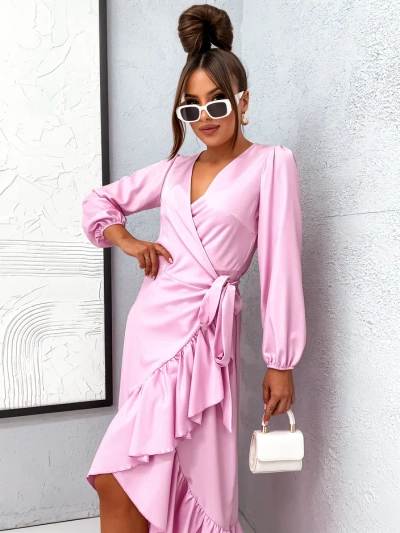 Royalfashion Rochie midi legată pentru femei cu volane