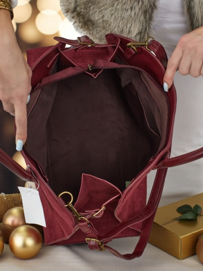 Geantă de damă shopper din piele ecologică tip piele întoarsă Dorelle