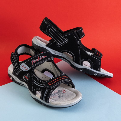 Sandale velcro Monekin pentru băieți negri - Încălțăminte