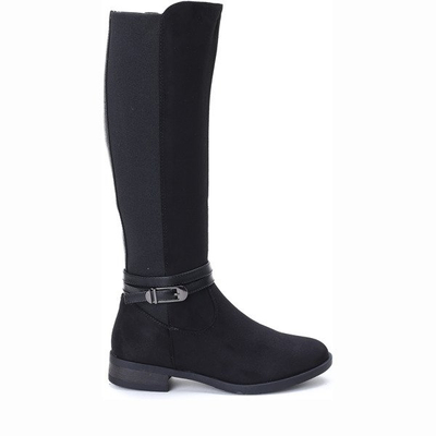 Czarne kozaki ze sprzączką Ida- Obuwie