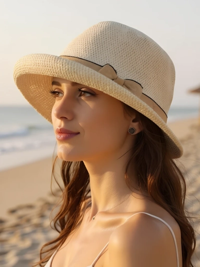 Royalfashion Pălărie de damă decorată cu fundă Summer Grace