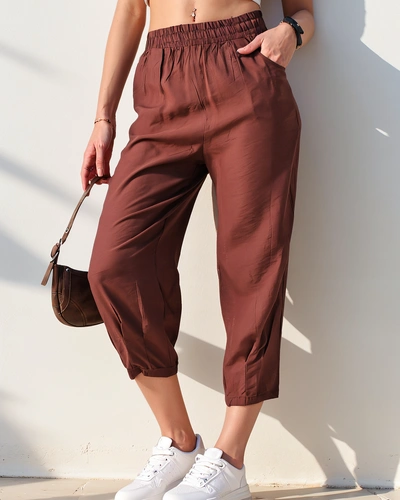 Royalfashion Pantaloni drepți din țesătură pentru femei 7/8