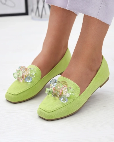 Mocasini verzi din piele ecologică de piele de căprioară pentru femei Gepossa- Footwear