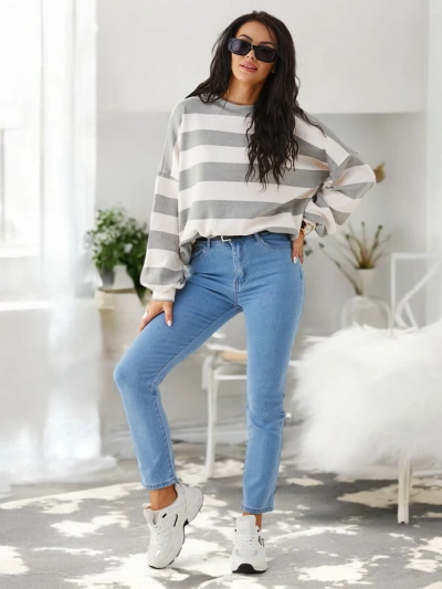 Royalfashion Pantaloni drepti din bumbac pentru femei