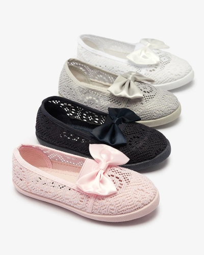 Adidași slip on cu fundiță de culoare albastru marin pentru fete Sweet Time - Încălțăminte