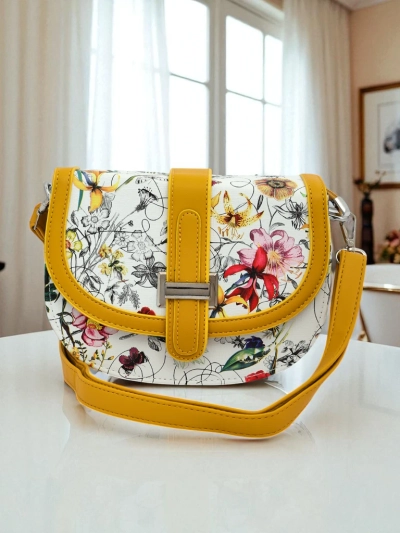Royalfashion Klein eko-leer dameshandsak met blomme Ori Elle