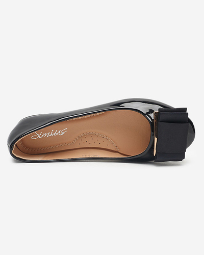 OUTLET Balerini negri lacuiti cu fundita Asame- Pantofi