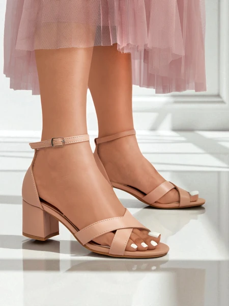 Royalfashion Sandale de damă cu toc gros jos Eleganza Strap