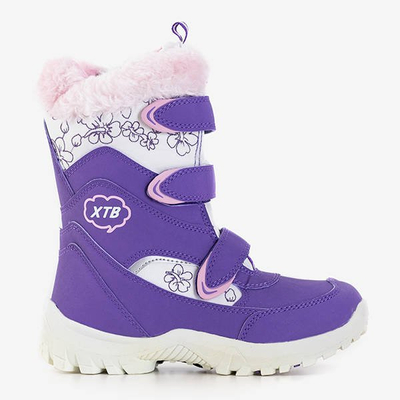 Cizme de zăpadă pentru copii Artaki violet cu blană - Încălțăminte