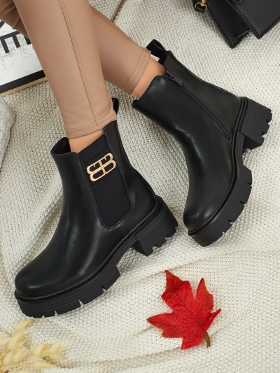 Botine de damă din piele ecologică Fravine