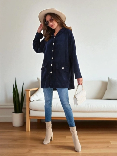 Cardigan pentru femei Royalfashion cu nasturi aurii MĂRIME MARE