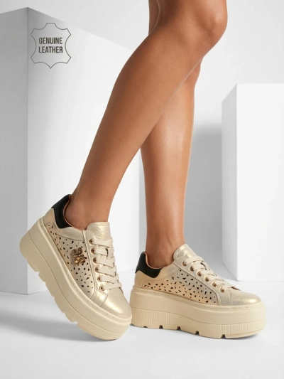 Sneakers sport damă ajurate din piele naturală Atelle