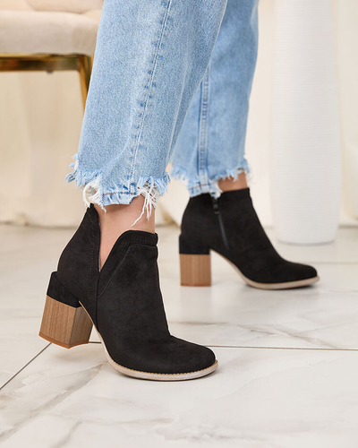Royalfashion Black Lemere cizme cu toc pătrat negru
