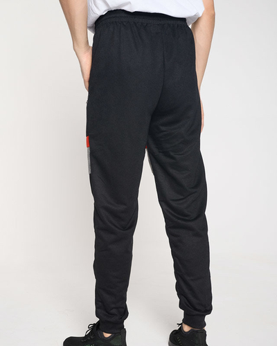 Pantaloni de trening negri pentru bărbați cu inscripții - Îmbrăcăminte