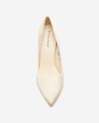 OUTLET Pantofi de damă din satin pe un stiletto mai înalt în ecru Norija - Încălțăminte