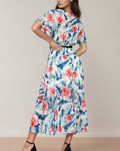 Royalfashion Rochie midi plisată cu motive florale pentru femei