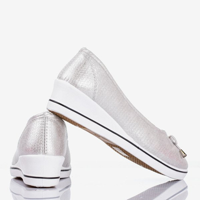 Srebrne baleriny na koturnie Moriah - Obuwie