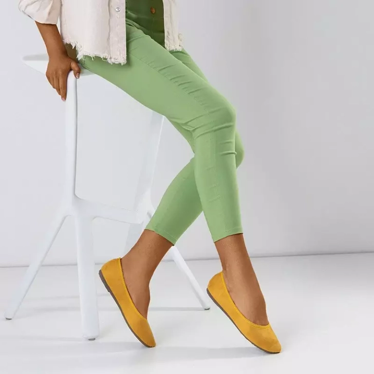 OUTLET Balerini de dama din piele ecologica galbena Lorani - Pantofi