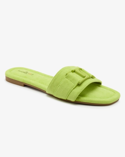 Royalfashion Șlapi de damă verde neon cu cataramă Rydr